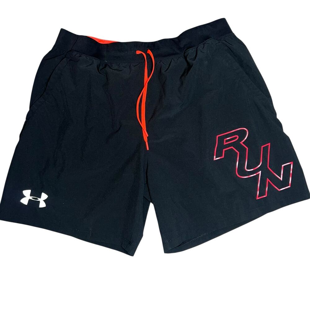 Under Armour Men SpeedPocket 7” Lined Graphic athletic run Shorts  Black Size XL
